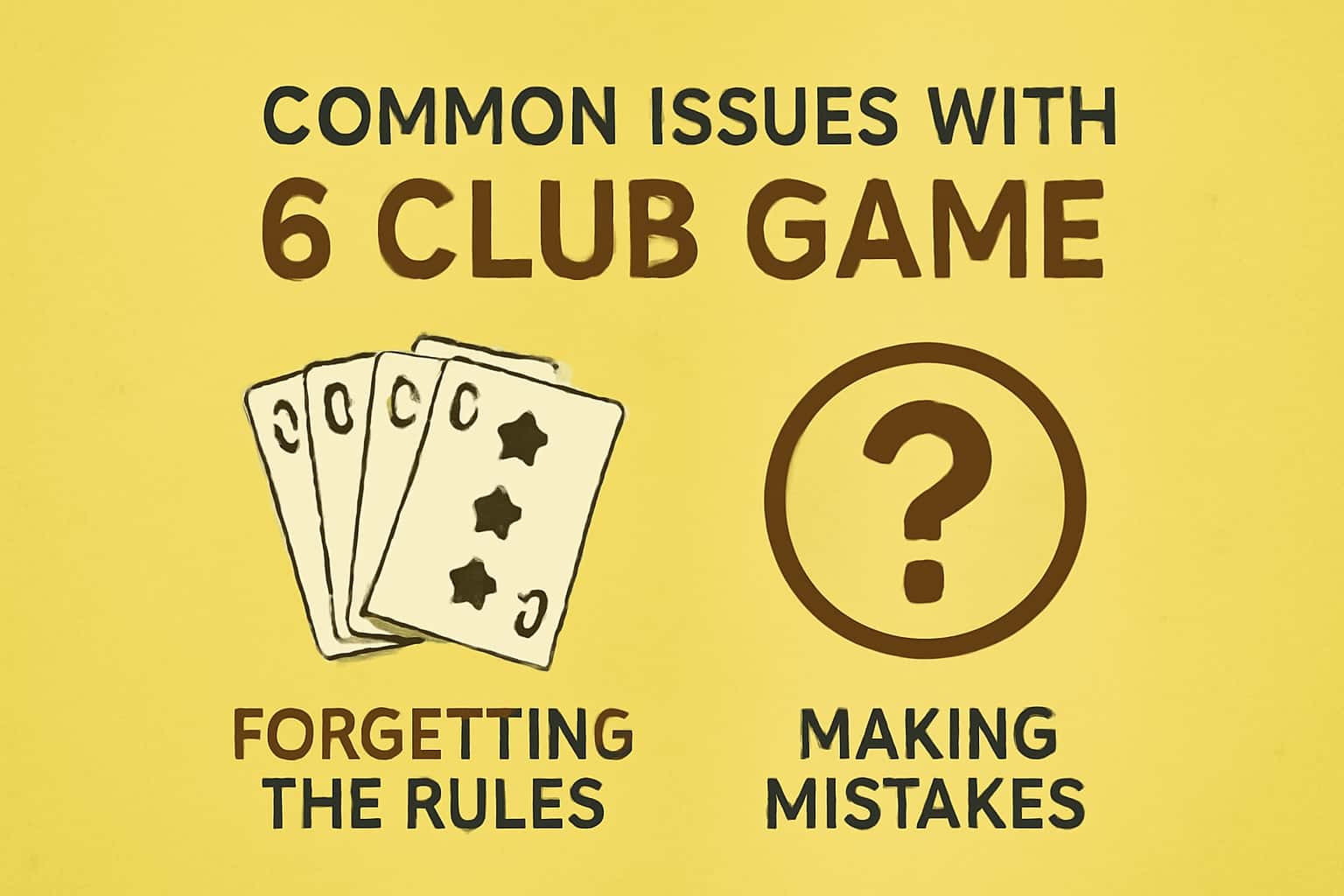 Informational graphic about common issues with 6 Club Game.