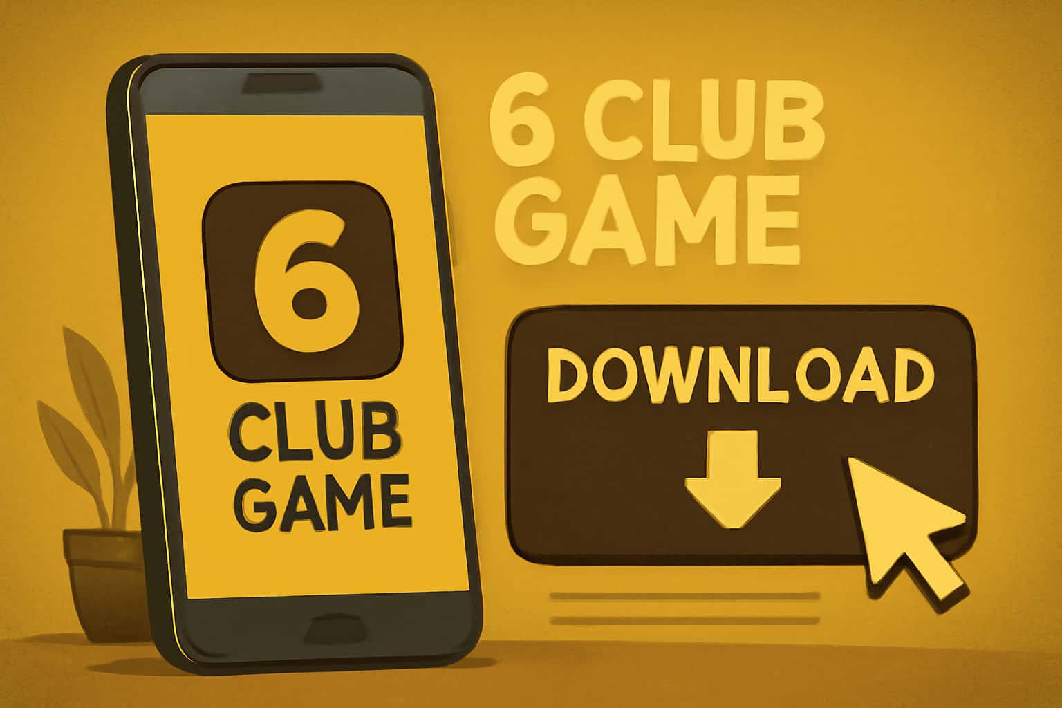 Informative graphic on downloading 6 Club Game with a focus on installation steps and requirements.
