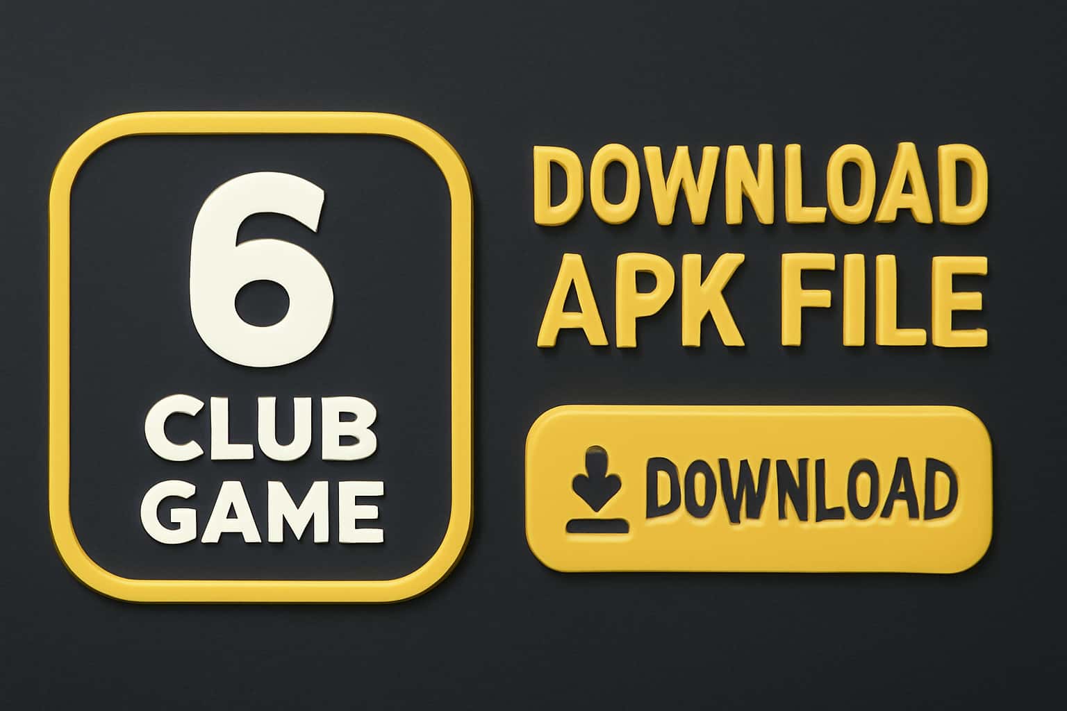 An informative scene depicting the Download 6 Club Game APK File with a focus on the text in #c7bc22.