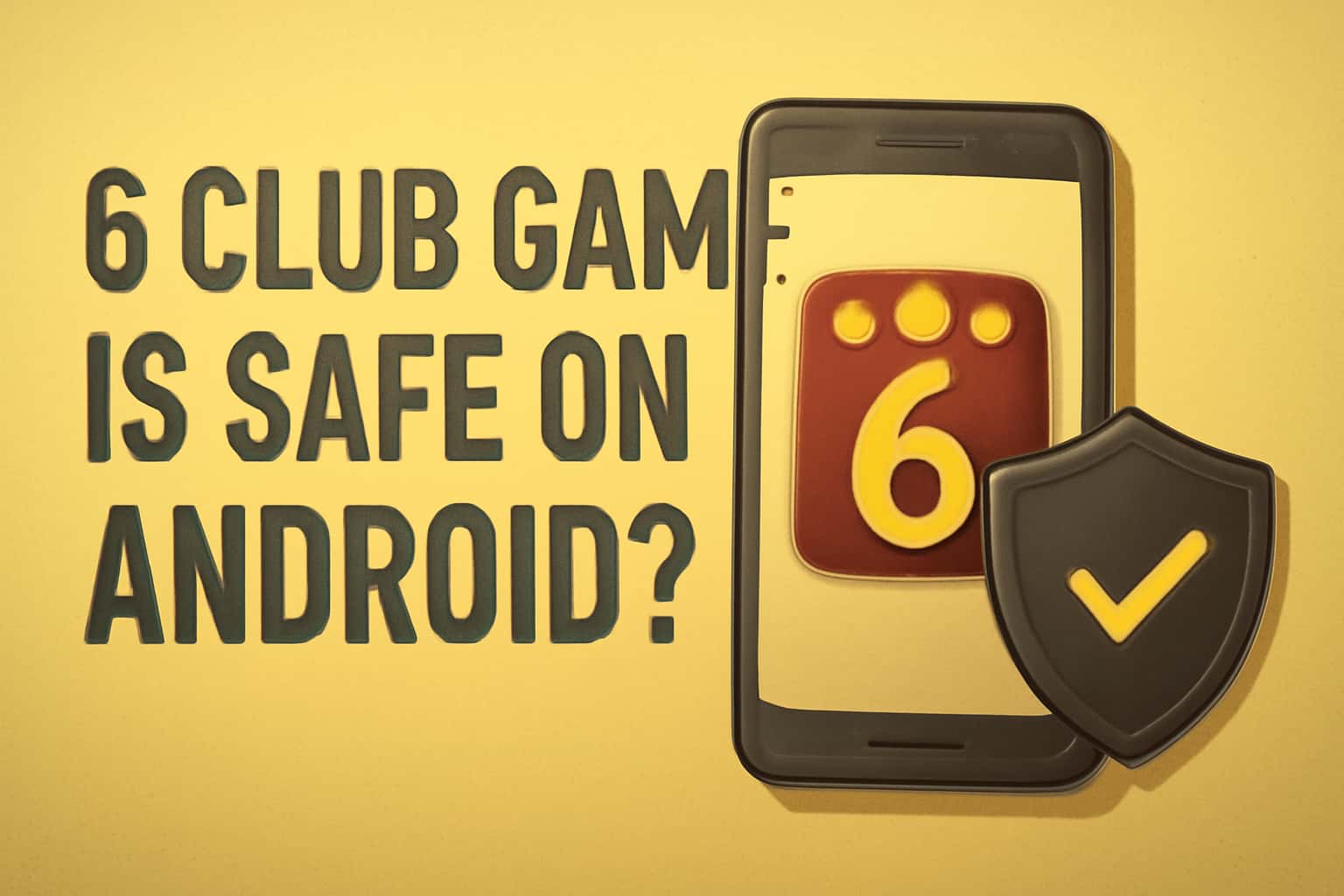 Informational scene about the safety of 6 Club Game on Android.