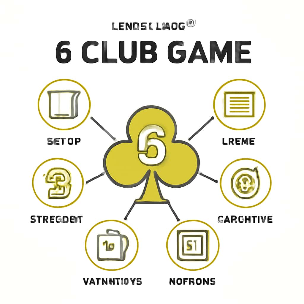 An educational diagram showcasing 6 Club Game features.