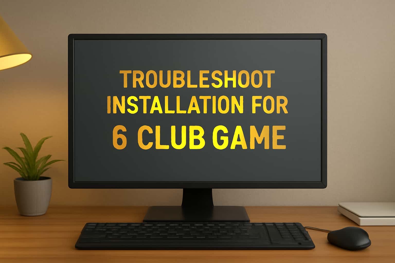 Informational scene focused on troubleshooting the installation of 6 Club Game.