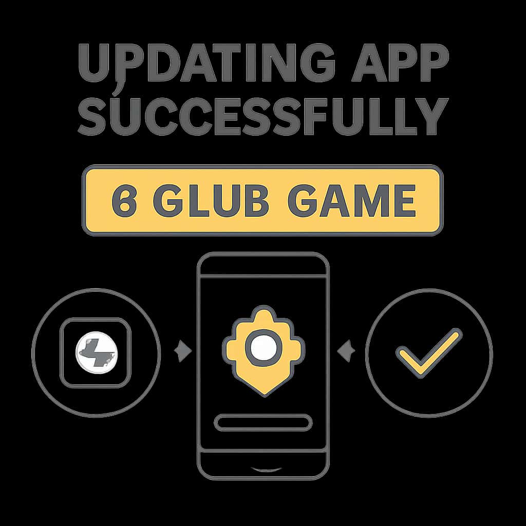 An illustration depicting the steps to update the 6 Club Game app.