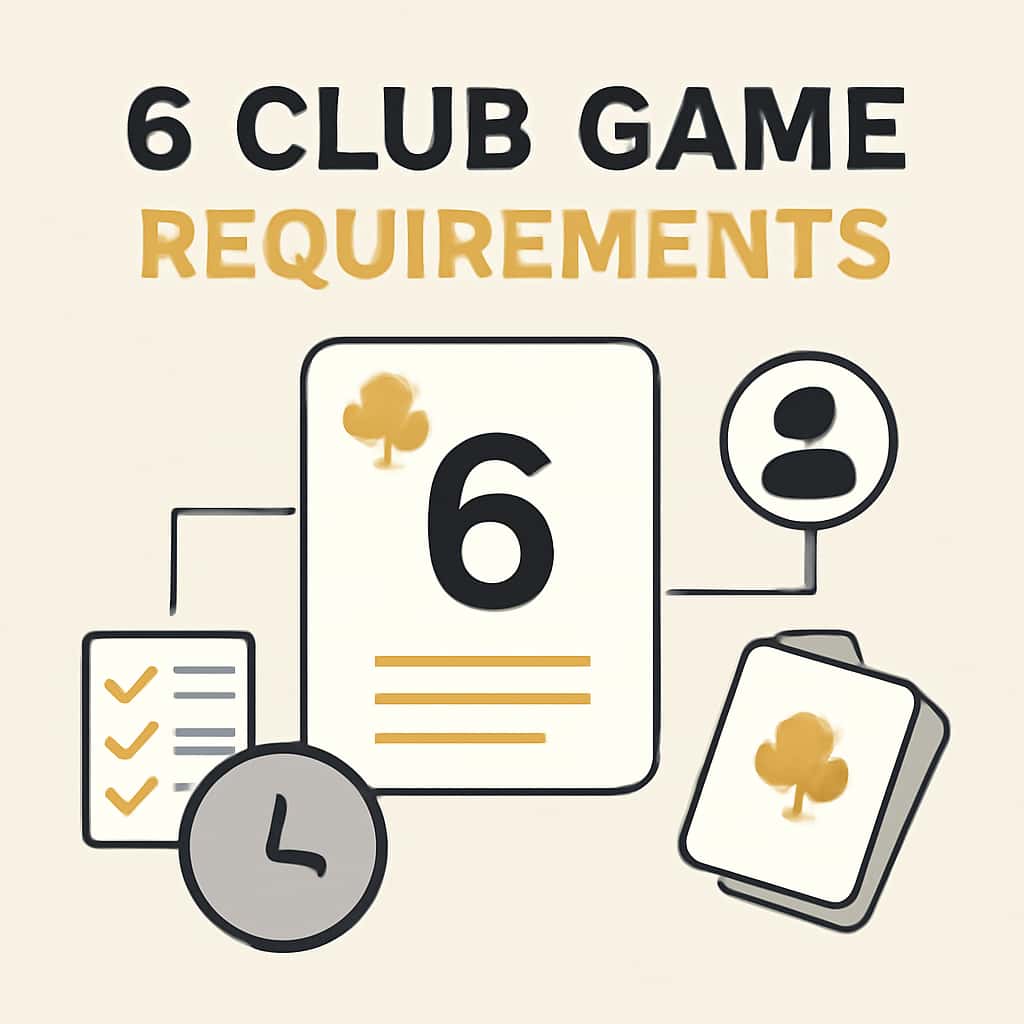 Illustration showing the detailed requirements for 6 Club Game.
